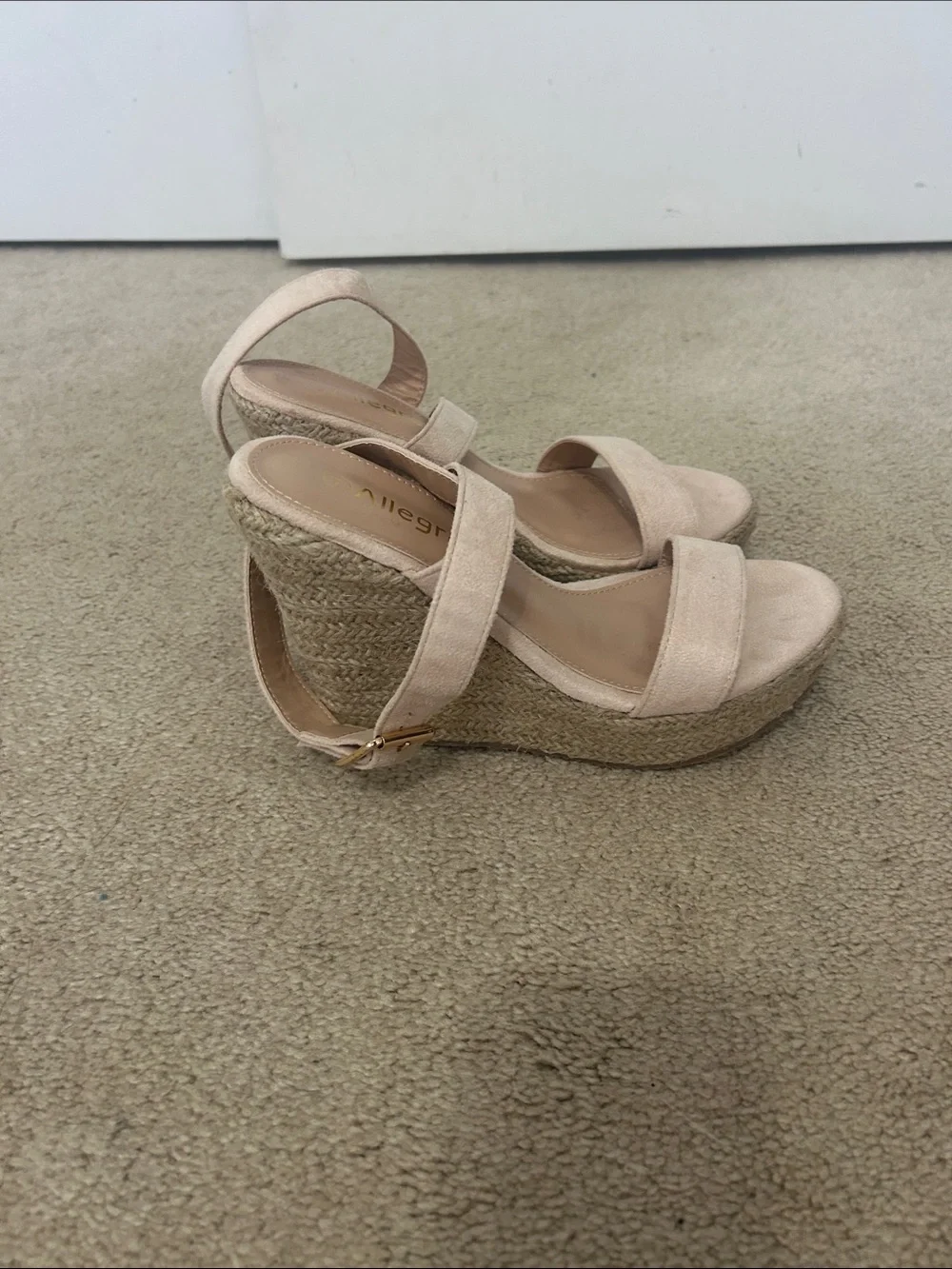 Allegra K Suede Espadrille Wedge Chunky Sandals size 7 beige NWT platform sandal